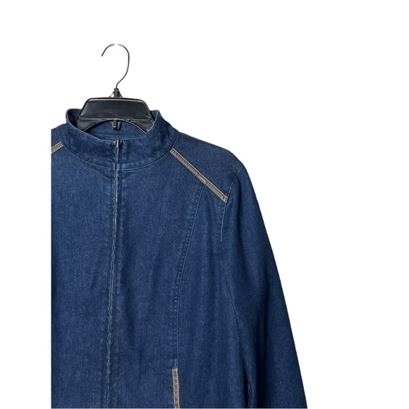 1656. PENDLETON LONG SLEEVE FULL ZIP DENIM JACKET SIZE MEDIUM FAUX LEATHER TRIM - Picture 3 of 10